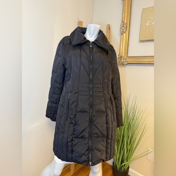 Anne Klein Black Down Filled Long Puffer Coat XL - Picture 3 of 7